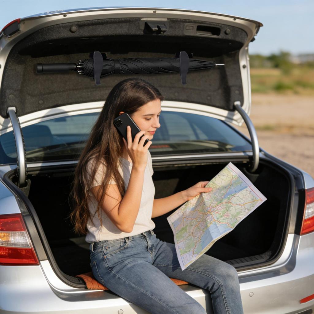 2pcs Car Umbrella Hooks - Trunk Hangers,Universal for Sedans with No-Drill Installation,Multi-Functional Seat Back Storage Racks