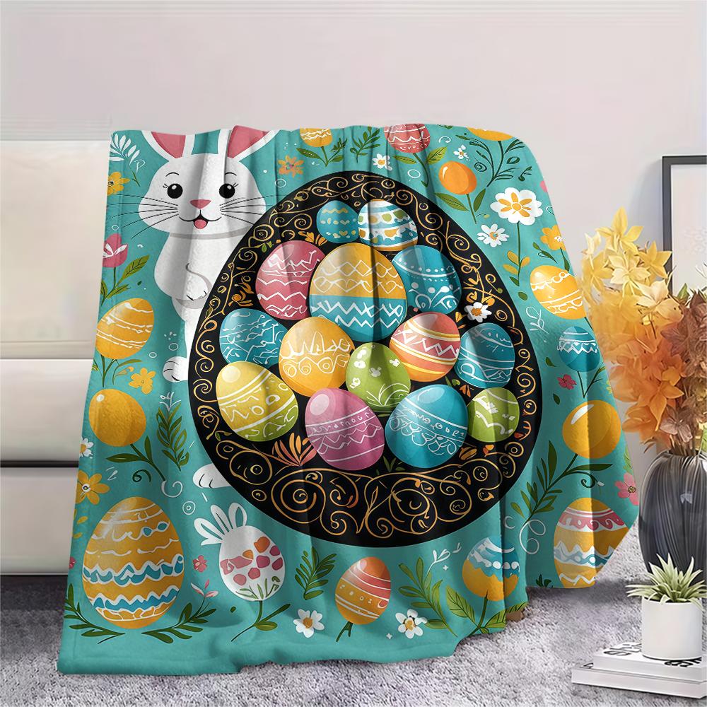 Easter Egg Print Flannel Blanket,High Quality Comfortable for All Seasons,Home Decor,Warmth and Comfort,Perfect for Christmas Gifts