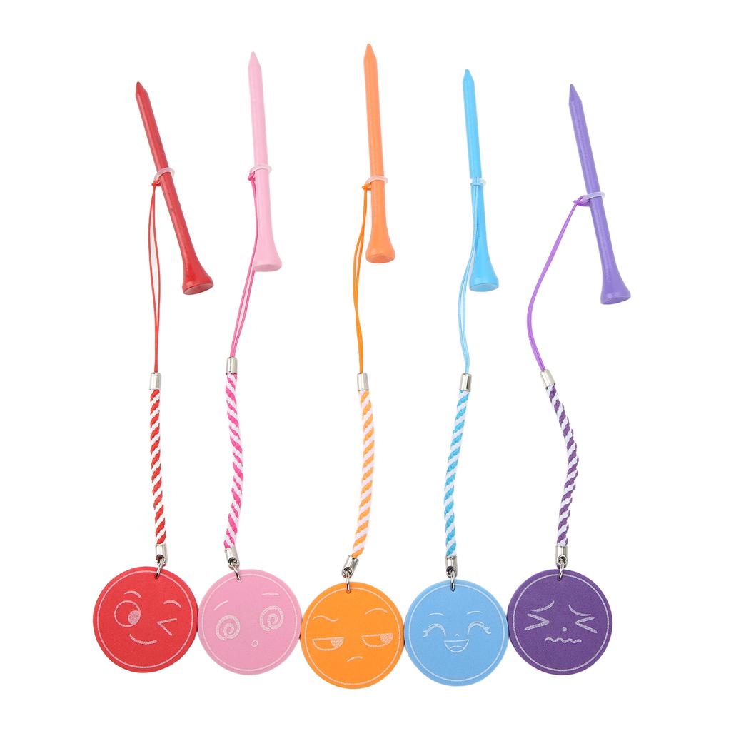 5Pcs 3 1 4 Inch Golf Wooden Tees With Anti Loss Rope Magnetic EVA Foam Multi Color Expression Pattern