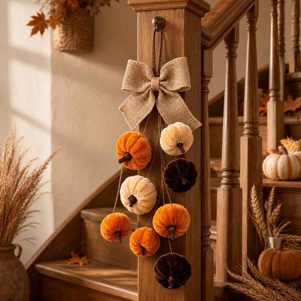 Farmhouse Style Pumpkin Wall Hanging Handmade Artificial Pumpkin Wreath Farmhouse