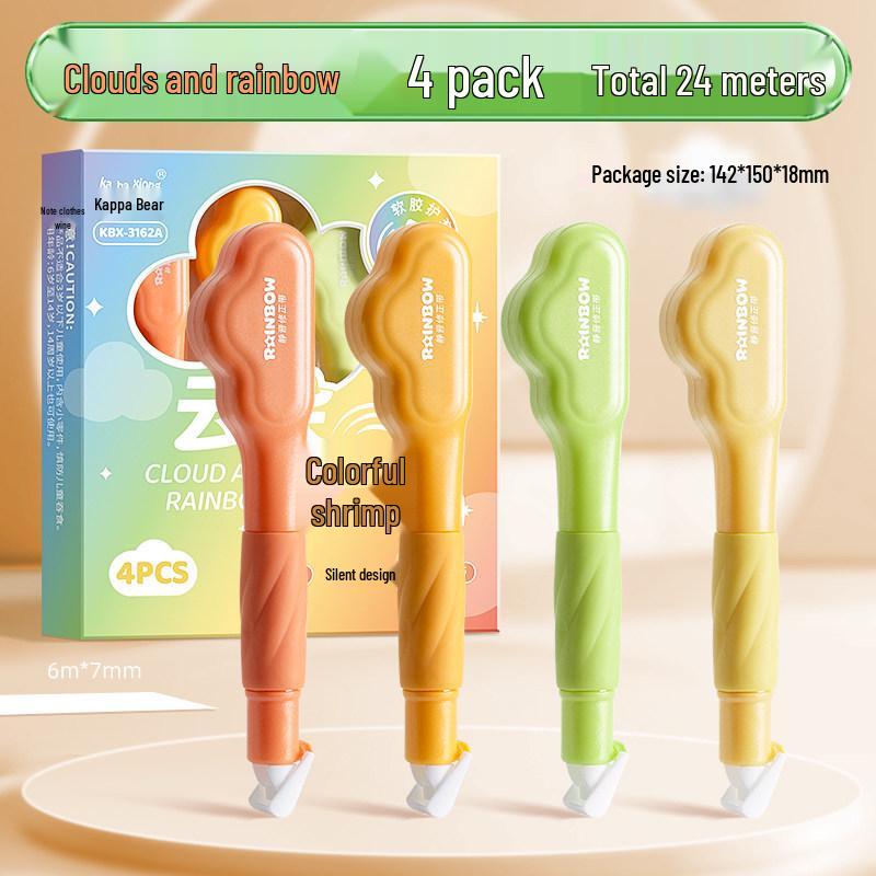 Pen-Style High-Capacity Correction Tape with Push-Button Design, Silent Operation, for Students