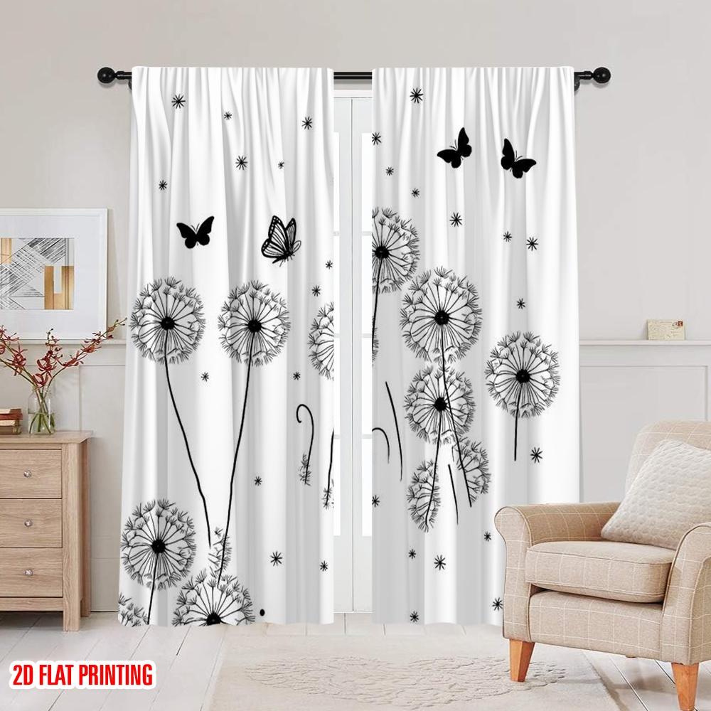 2 ks, 2D tiskové závěsy a okenní dekorace Šeptající pampelišky Všestranná látka (bez tyče) Dekorace pokoje pro obývací pokoj