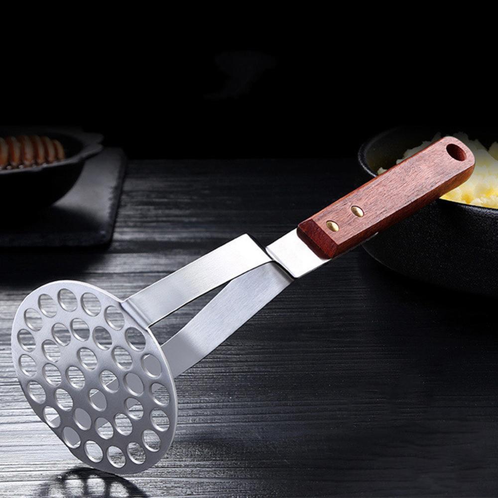 Garlic Fruit Manual Wooden Handle Heavy Duty Pusher Potato Masher Cooking Tool Press Crusher