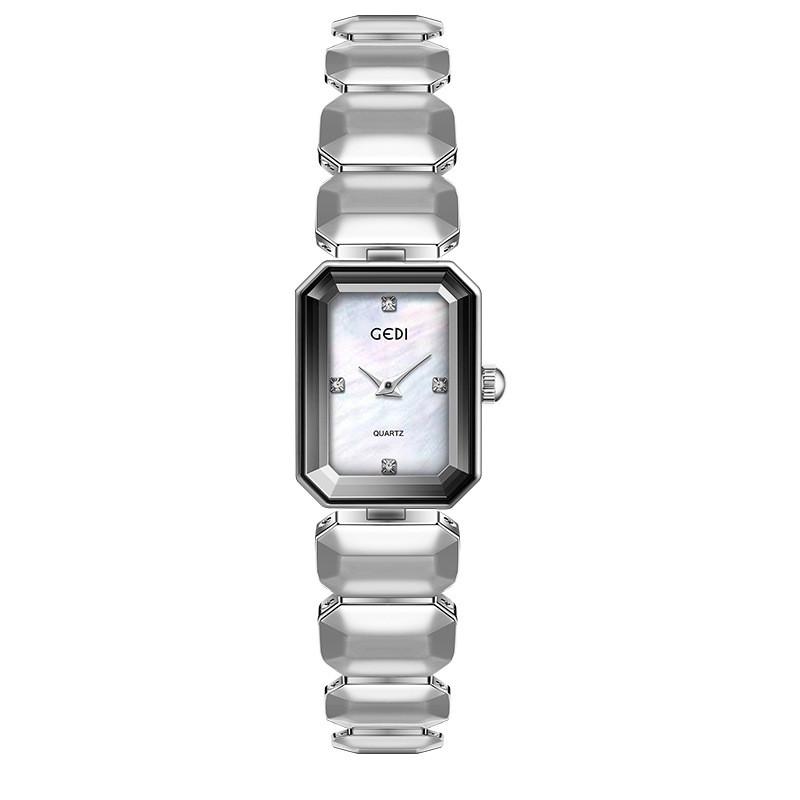 

Womens Fashion Quartz Watch With Square Dial And Rhinestone Decor For Daily Wear белый