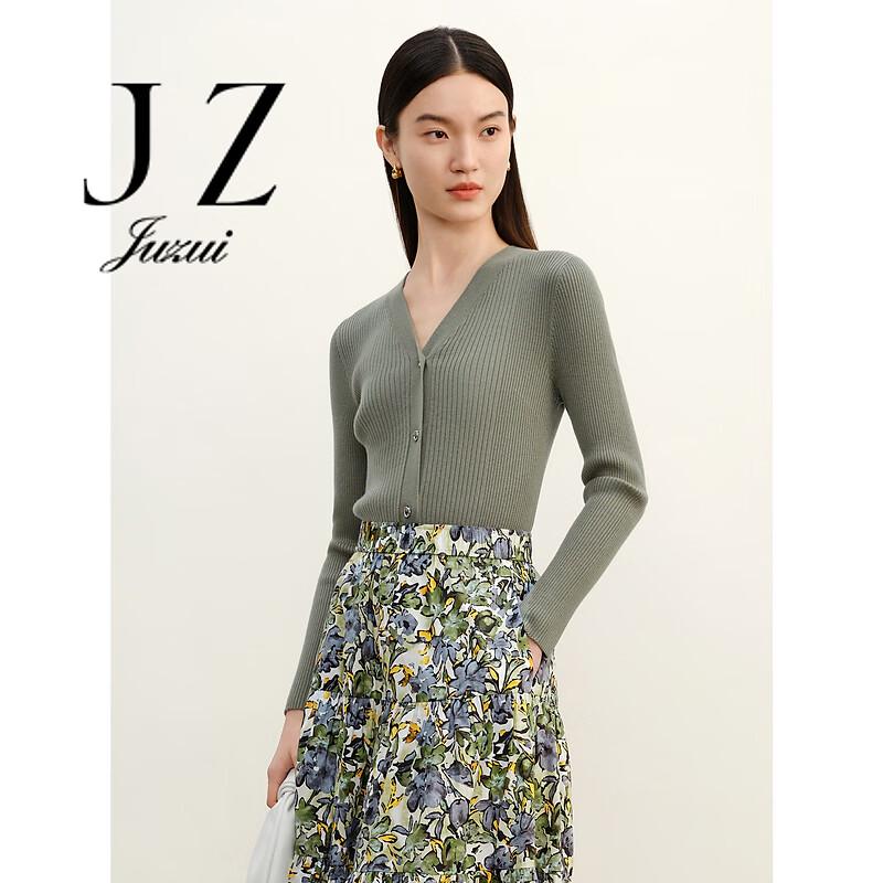 JUZUI Women s Stylish Slim-fit V-Neck Knit Cardigan M