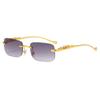Cheetah Frameless Retro Square Sunglasses for Men & Women - Leopard Metal Design 2572