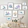 Pilates Yoga Workout Chart Art Prints Watercolor Posters Exercise Woman Canvas Painting Fitness Gym Wall Pictures Decor