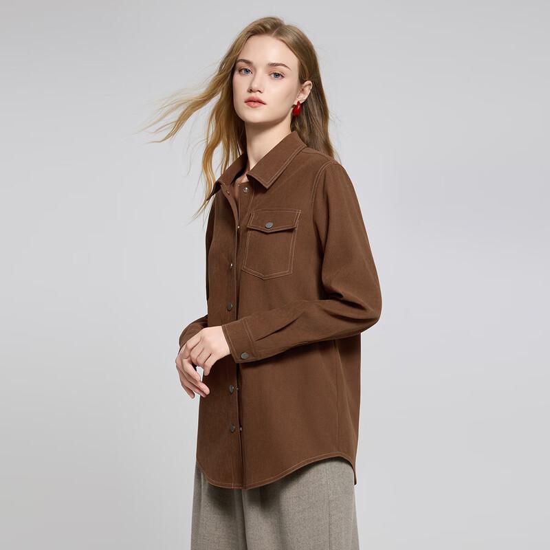 Women's Polo Collar Long Sleeve Corduroy Shirt