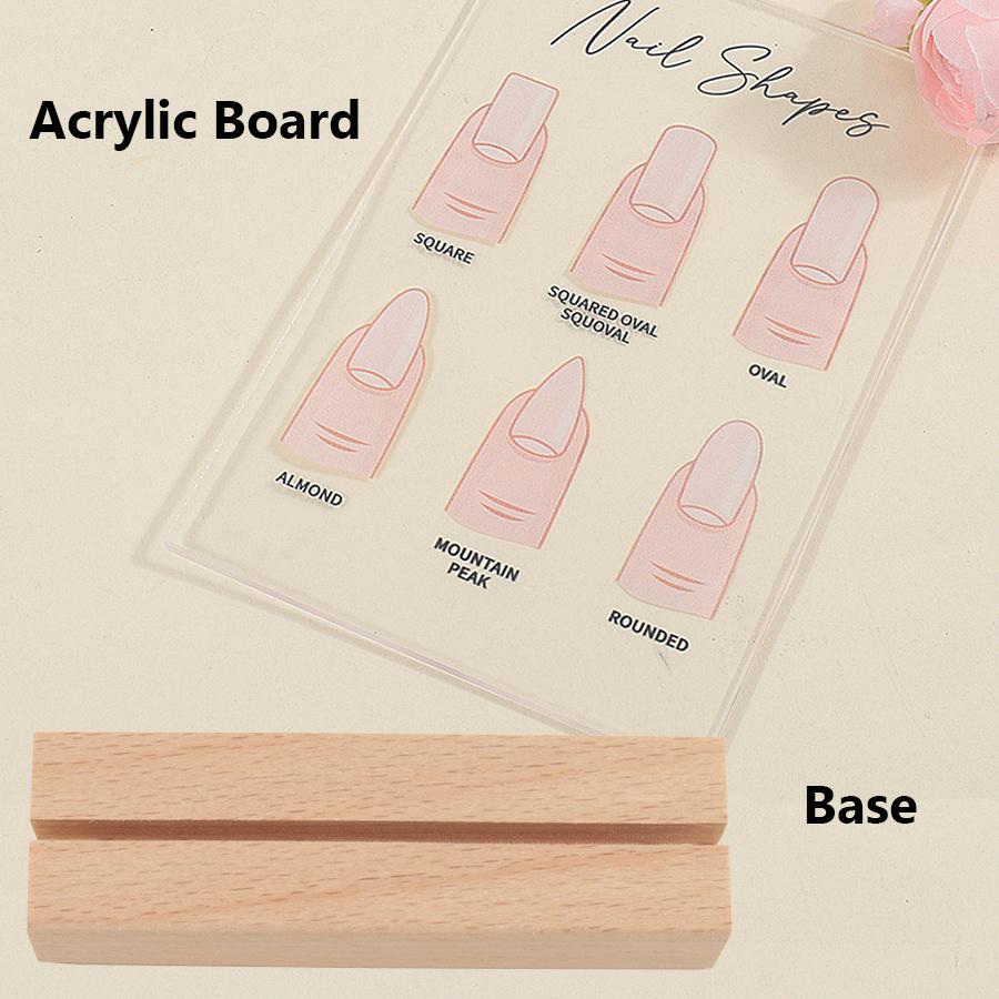 Acrylic Nail Shapes Display Board, Static Artwork Sign for Salon Counter Decor, Mannequin Finger Tips & Nail Shape Identification Guide