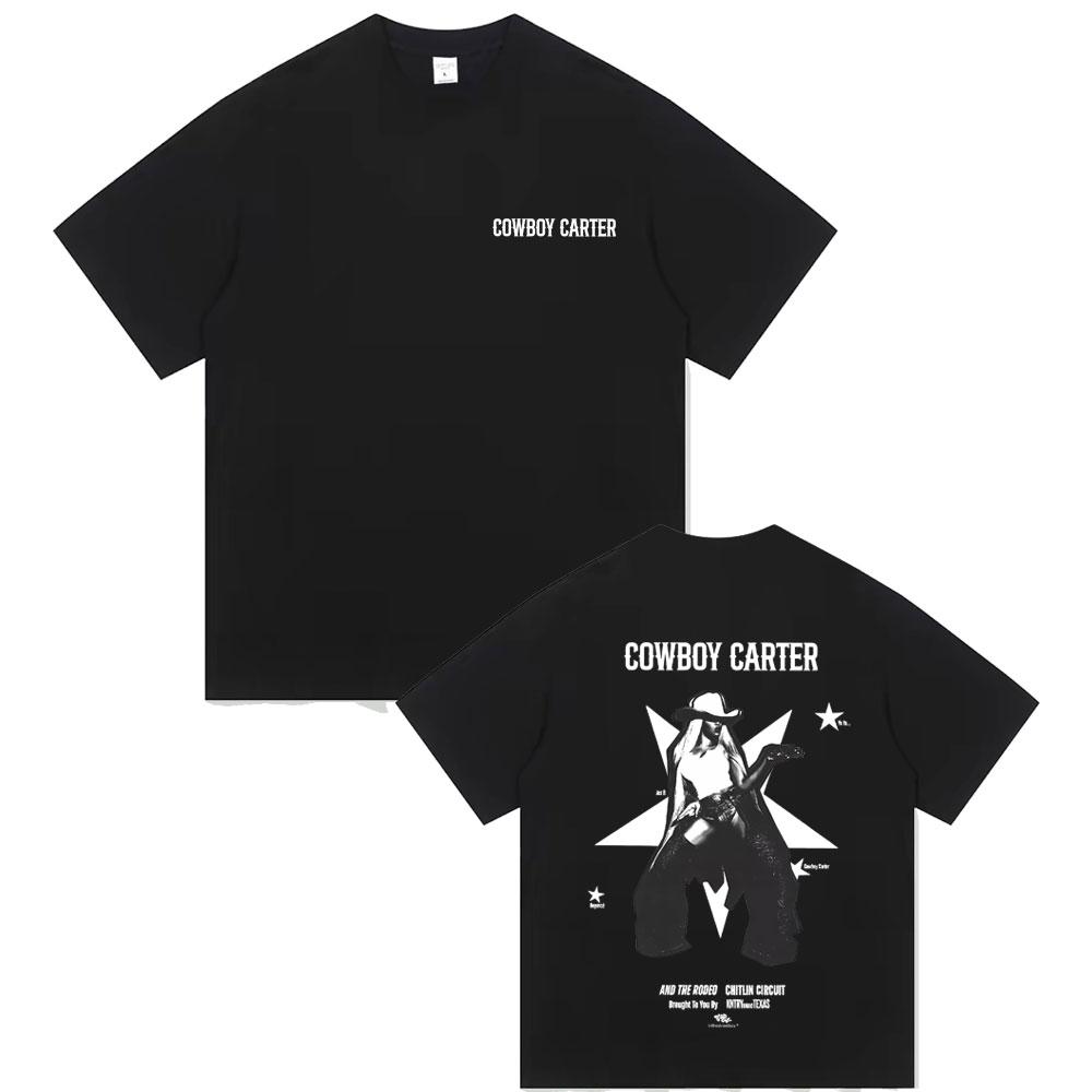 2025 Sommer Beyonce Cowboy Carter Graphik Unisex Freizeit Ästhetik Kurzarm Herren Damen 100 Reine Baumwolle Bedrucktes T-Shirt