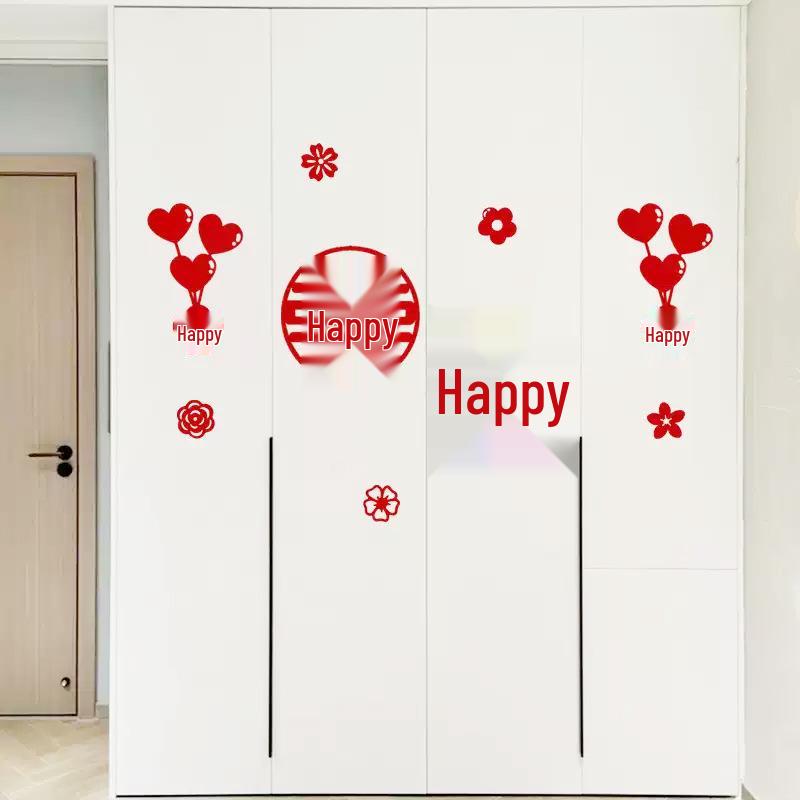 Wedding Room & Wardrobe Decor Set: Groom's Bedroom Double Happiness Stickers