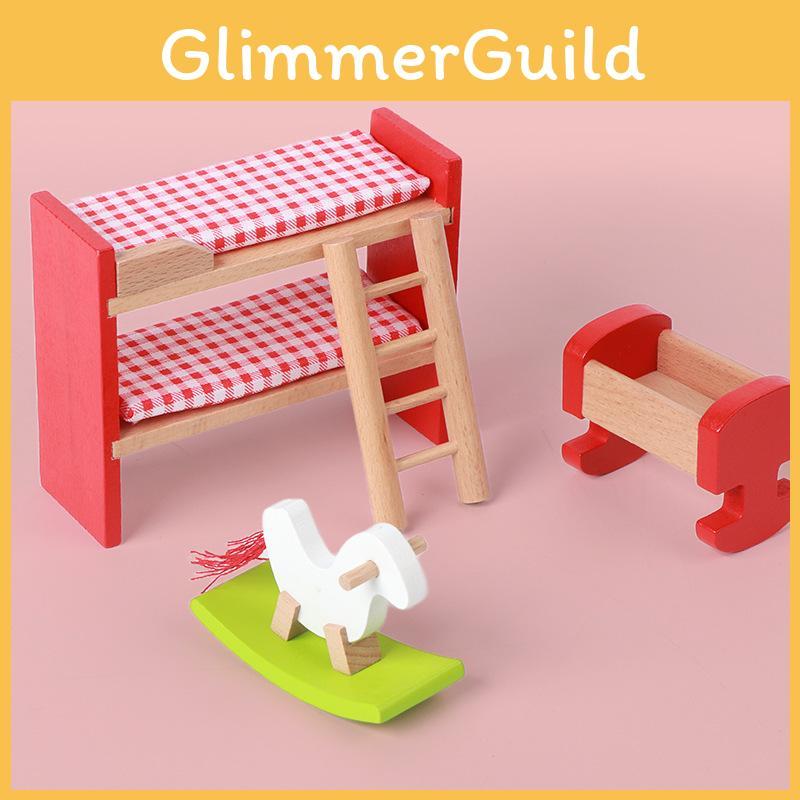 Mini Simulasjon Tre Soverom Kjøkken Stue Barn Scene Leketøyssett