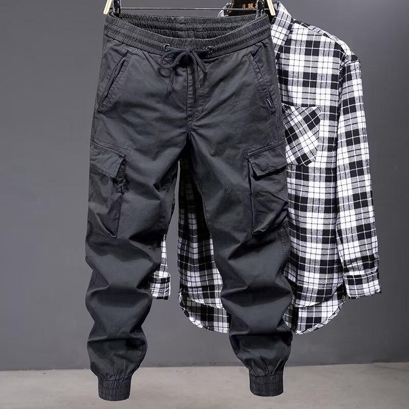 Men's Tactical Cargo Jogger Pants - Military Green, Outdoor Casual for Spring & Autumn Hiking