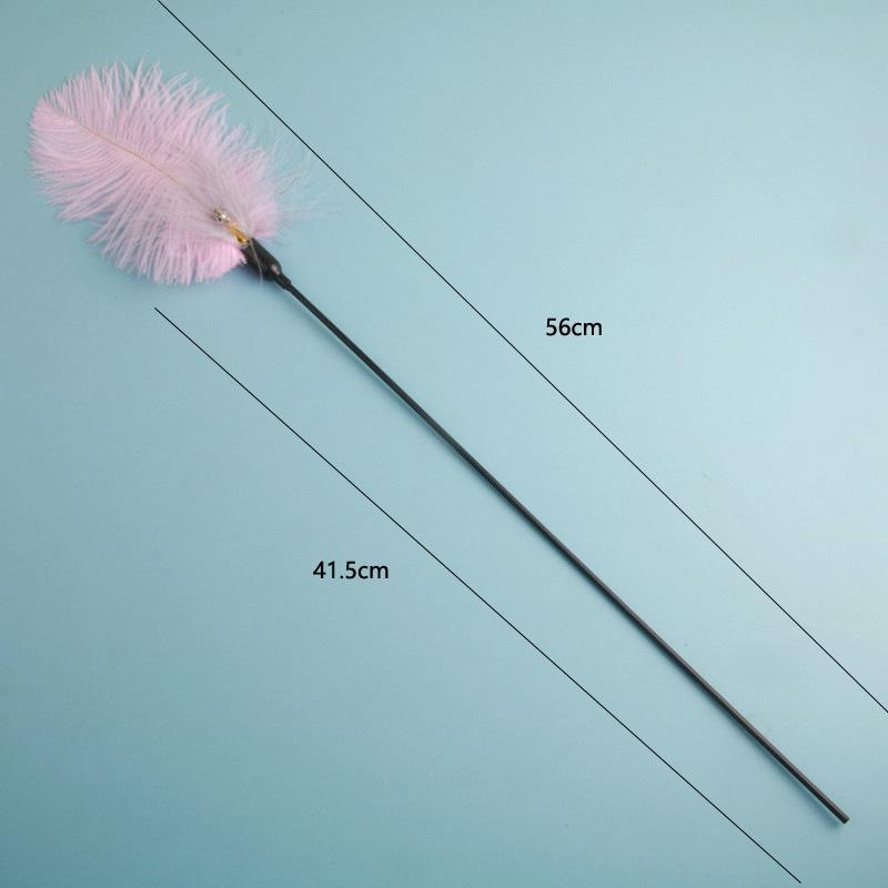 Ostrich Feather Cat Teaser Toy with Bell - Boredom Relief Handheld Rod