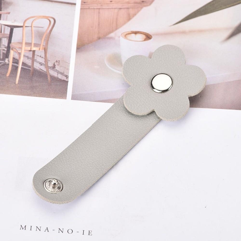 Leather Flower Cable Winder Portable Data Cable Ties Data Cable Protector Clips  Earphone Cord