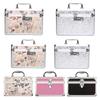 Portable Makeup Bag with Mirror with Tray Cosmetic Storage Box Makeup Box