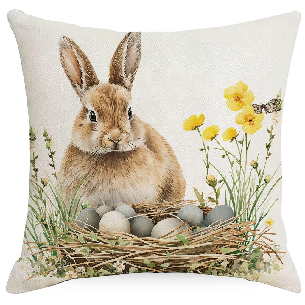 New Easter Pillowcase Country Cartoon Rabbit Easter Egg Pillowcase Sofa Cushion Pillowcase
