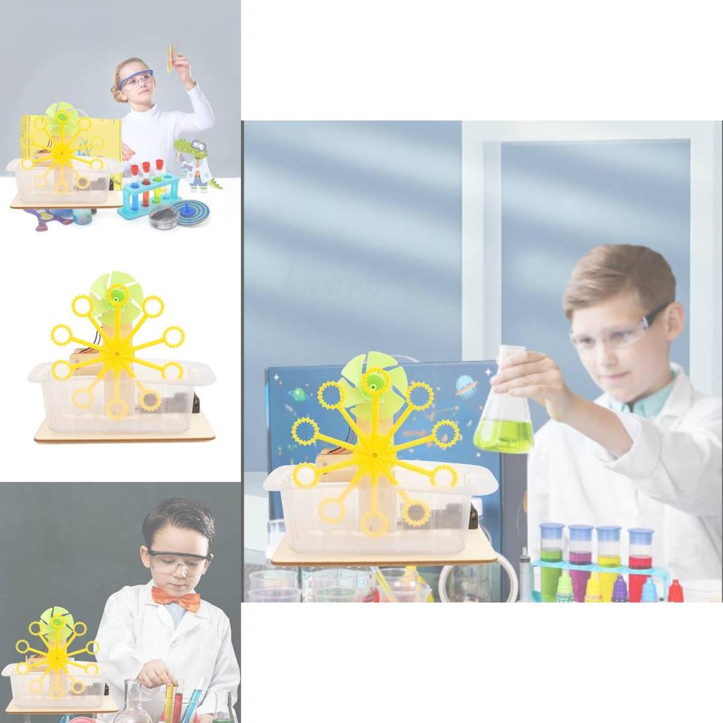 Science Diy Bubble Blower Machine For Kids Wooden Material Assembly Educational Toy