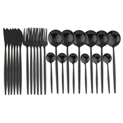 Set di posate occidentali nere da 24 pezzi Set di posate in acciaio inossidabile Set di stoviglie forchetta coltello cucchiaio Set di posate Set di posate