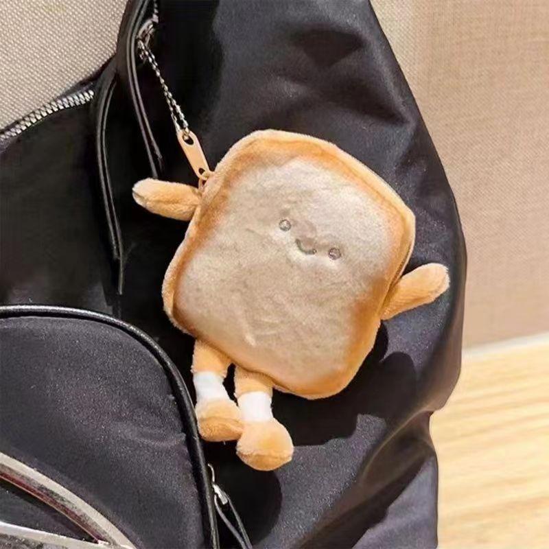 1/2pcs Toast Coin Purse Cartoon Cute Portable Earphone Bag Creative Small Storage Bag