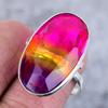 Natural Bi-Color Tourmaline 925 Sterling Silver Jewelry Ring Size 8.5 W6K69