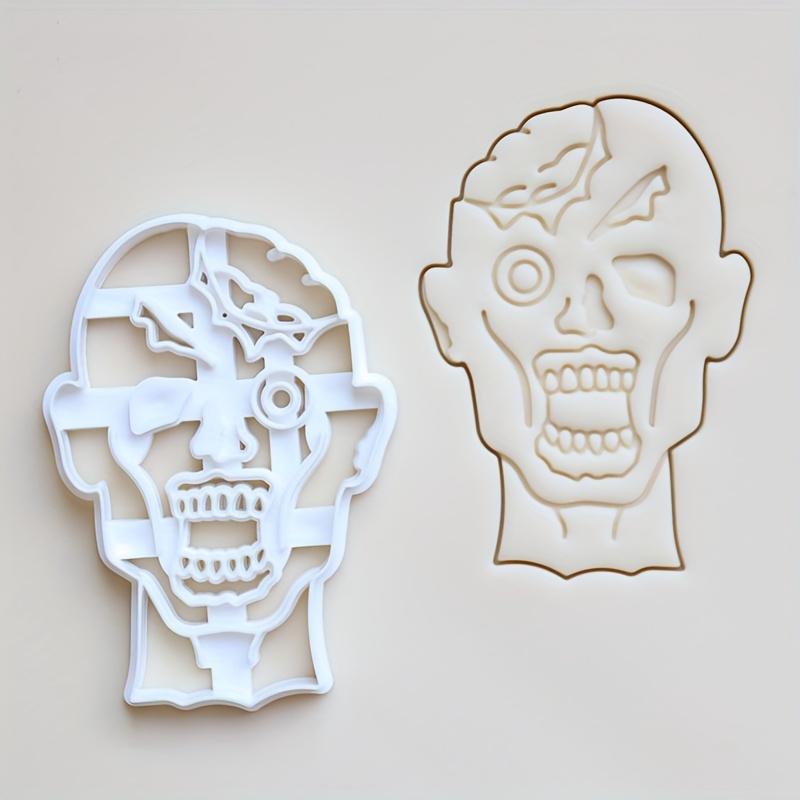 3pcs Halloween Horror Cookie Cutter Set , Skeleton, Zombie, and Hand Designs Plastic Baking Tools for Fondant Cake Decorating, DIY Desserts,