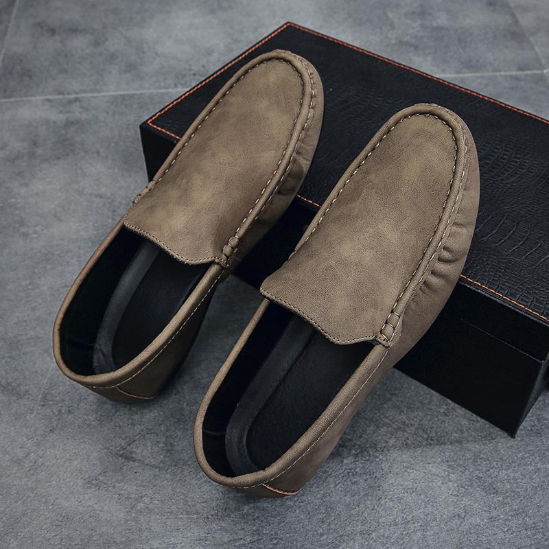 

Кожаная мужская повседневная обувь Удобные мужские лоферы Легкая обувь слипоны для ходьбы Мягкая обувь для лодки Обувь для вождения Мокасины 39 коричневый