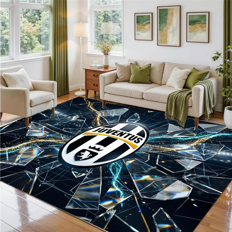 Juventus FC Design Crystal Velvet Rug Soft Decorative Mat for Bedroom Entrance
