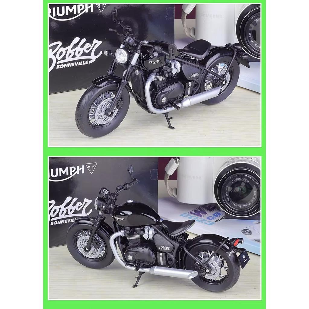 Welly 1/12 Scale Triumph Bonneville Bobber Alloy Miniature Motorcycle Model Toy Simulation Diecast Metal Children Toy Motorcycle Gift