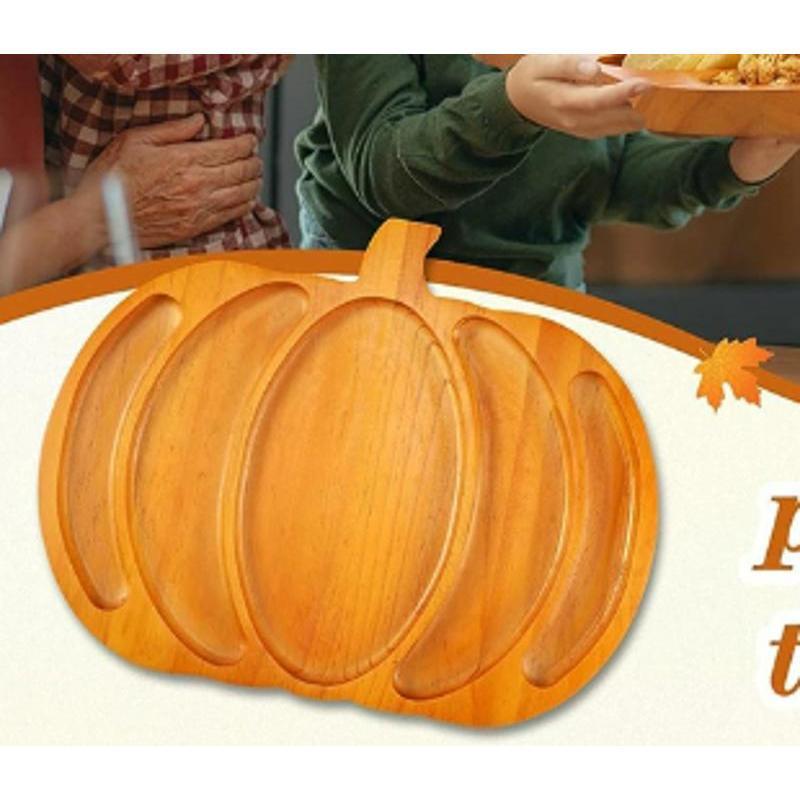 1Pcs Random Creative Vegetables Pumpkin Tray Suitable Celebrate Halloween Wooden Pumpkin Snacks Tray Festive Party Decorative