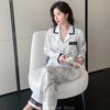 Pyjama Damen Frühling und Herbst Eis-Seide Langarm Dünn Hochwertig Rosa Rot Schwarz Elegant Frühling und Sommer Hauskleidung Anzug