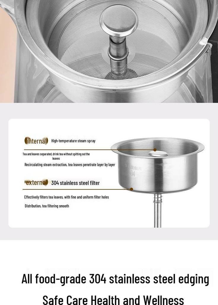 Electric Glass Tea Kettle with Steaming Function - Large Capacity for Black Tea