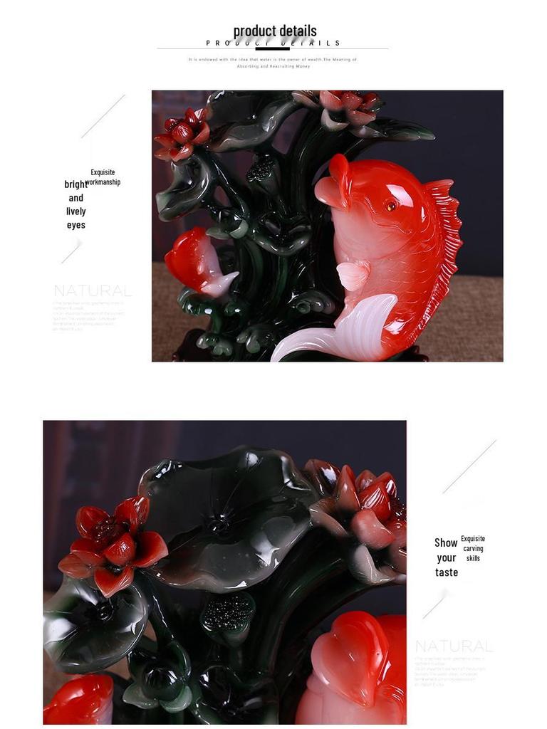 Yearly Abundance Koi Fish Ornament: Chinese Style Auspicious Home Decor for Living Room