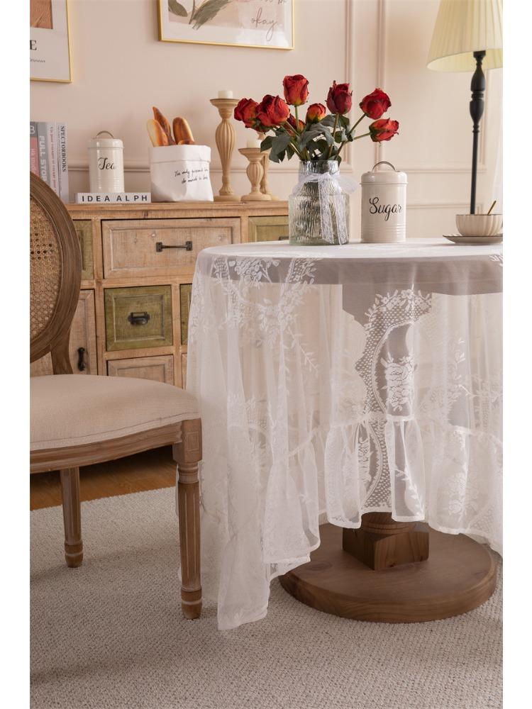 French Romantic Pastoral Lace Tablecloth Dessert Table Wedding Decoration Photo Coffee Table Tablecloth Dining Table Cloth Large Round Table