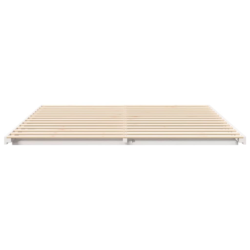Bed Frame White 200 x 220 cm Solid Pine Wood