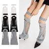 Women Harajuku Suspender Flared Leg Warmer Aesthetic Punk Garters Stockings Hollow Out Fishnet Leg Cover Streetwear