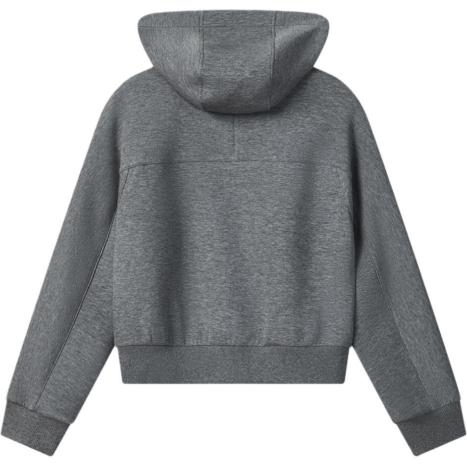 Fila White Casual Knit Solid Color Long Sleeve Hooded Loose Sweatshirt Women Sweatshirt Gray F11W543506F-MG