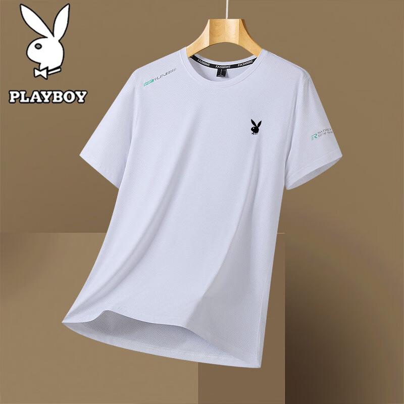 PLAYBOY Men s Ice Silk Breathable Round Neck T-Shirt 6XL