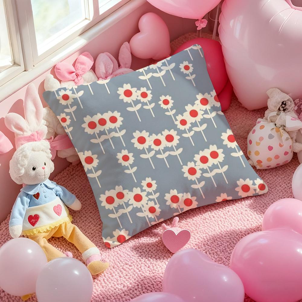 O-Orla Kiely Flower Cushion Cover Pattern Printed Pillowcase for Living Room Sofa Cushion Cover & Bedroom Decor