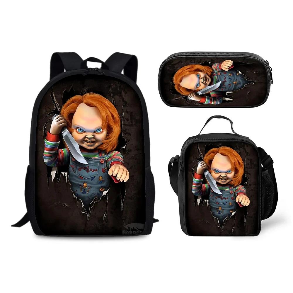 Horror Chucky Schultasche Rucksack Brottasche Federmäppchen Set Geschenk für Kinder Schüler