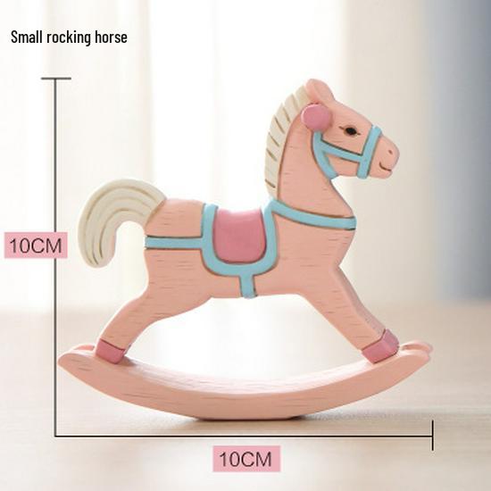 

Zakka Wooden Horse Cart Decor: Cake Baking, Dessert Decoration, Cartoon Ornament, Resin Craft Gift 10x10 cm розовый