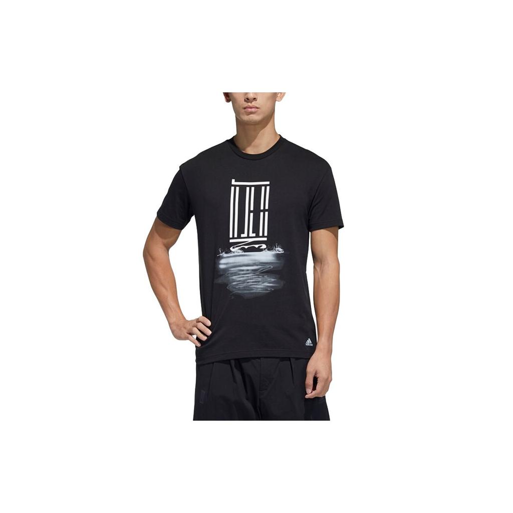 Adidas Graphic Logo Series Sports Round Neck Short Sleeve T-Shirt Men Tops Black GP0824