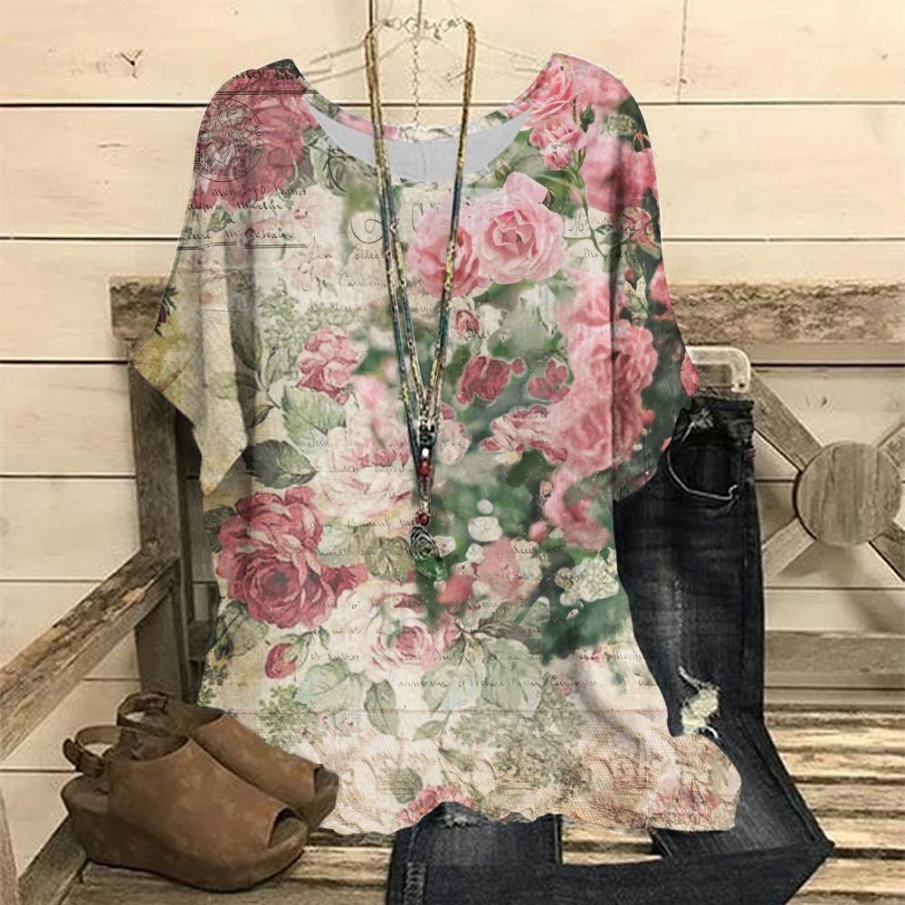 

Летний топ с круглым вырезом и 3D цветочным принтом, модная повседневная футболка с коротким рукавом больших размеров для женщин 4XL