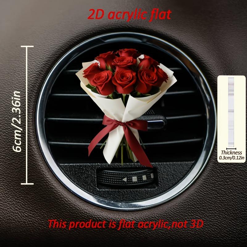 

1pc Car Air Vent Clip Decor with Elegant Red Rose Design-2D Flat Floral Car Interior Accessory, Perfect for Your Vehicle s Cabin
