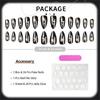 24pcs French Tip Press On Nail Almond Shape False Nail with Star Moon Designs Gothic Black Stick On Nail Gift for Women