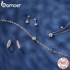 BAMOER Platinum Plated Moissanite Hoop Earrings for Women, D Color Round Cut Lab Diamond 925 Silver Hypoallergenic Earrings