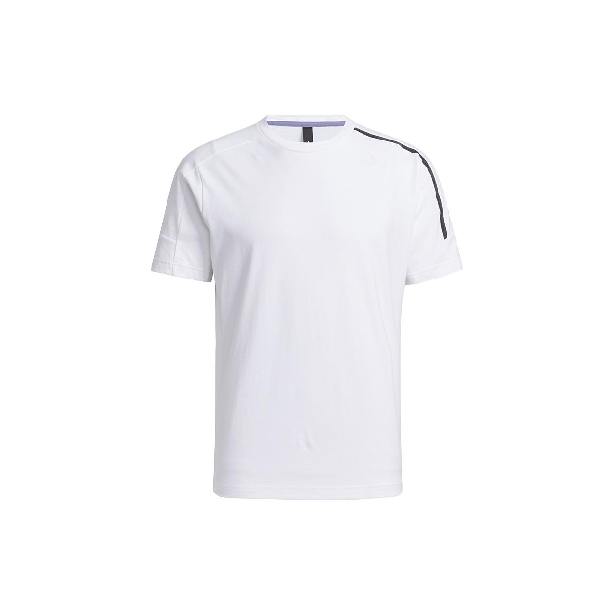 Men s adidas Th Reg Tee Splicing Logo Sports Round Neck Short Sleeve White T-Shirt H39356 XL