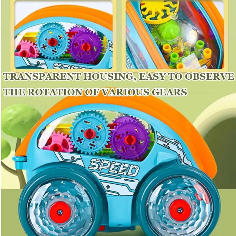 Speedlite Dynamic Gear-Powered Car with LED Lights, Speed Lite Toy Car with Lights and Music,Stunts Somersaults Car