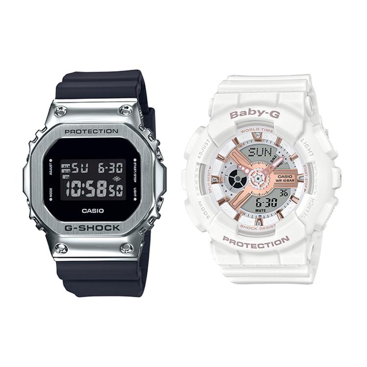 CASIO Unisex Pair Table Series 43mm Black Watch GM-5600-1+BA-110RG-7AER