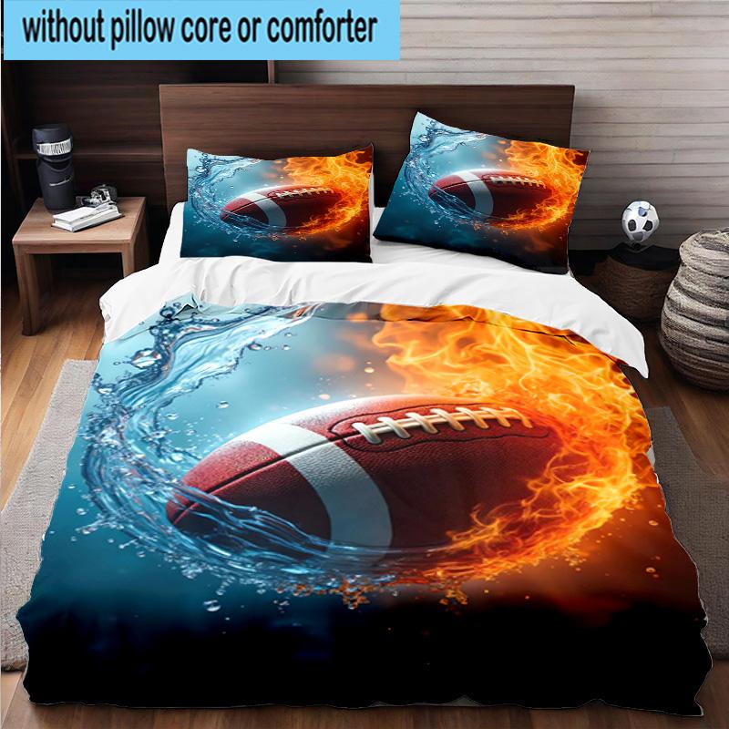 Sports Ball football Pattern 3pcs Bedding,Including 1pc Duvet Cover And 2pcs Pillowcases Perfect for Christmas,Ideal for Bedroom, Dormitory